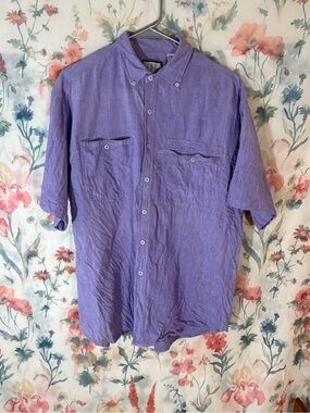 VintageLavender Short-Sleeve Button-Down Shirt